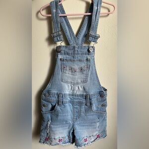 Denim Overalls with Floral Embroidery Girl 6/6x